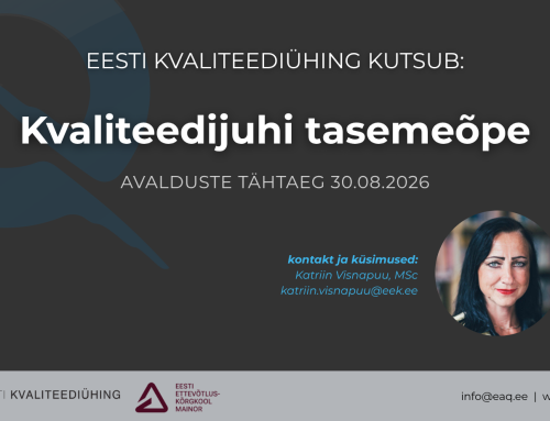 Kvaliteedijuhi tasemeõpe Eesti Ettevõtluskõrgkoolis Mainor